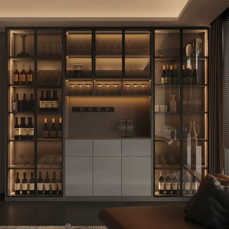 Glass Cabinet Display - خزانة نبيذ جانبية إيطالية فاخرة وعصرية