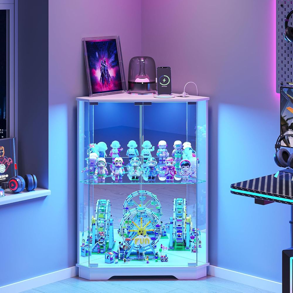 Glass Cabinet Display - خزانة عرض زجاجية من طبقتين مع