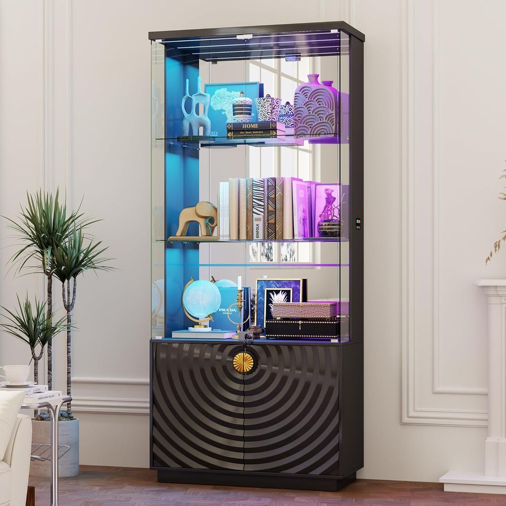 Glass Cabinet Display - خزانة عرض زجاجية 71 بوصة، خزانة