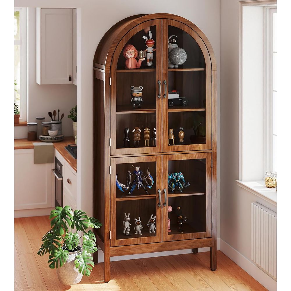 Glass Cabinet Display - خزانة عرض من خشب الجوز والزجاج