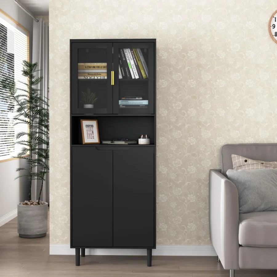 Glass Cabinet Display - خزانة تخزين طويلة مع بابين زجاجيين
