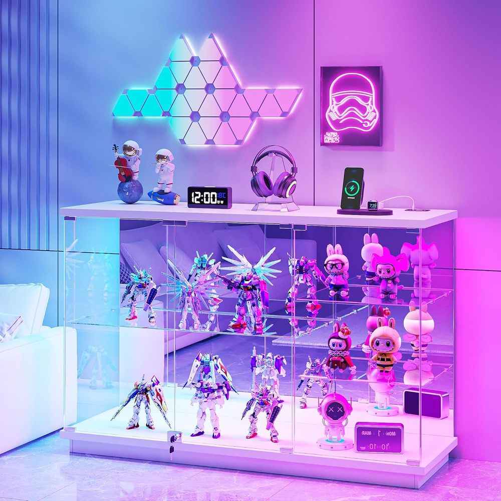 Glass Cabinet Display - خزانة عرض زجاجية بيضاء عالية اللمعان
