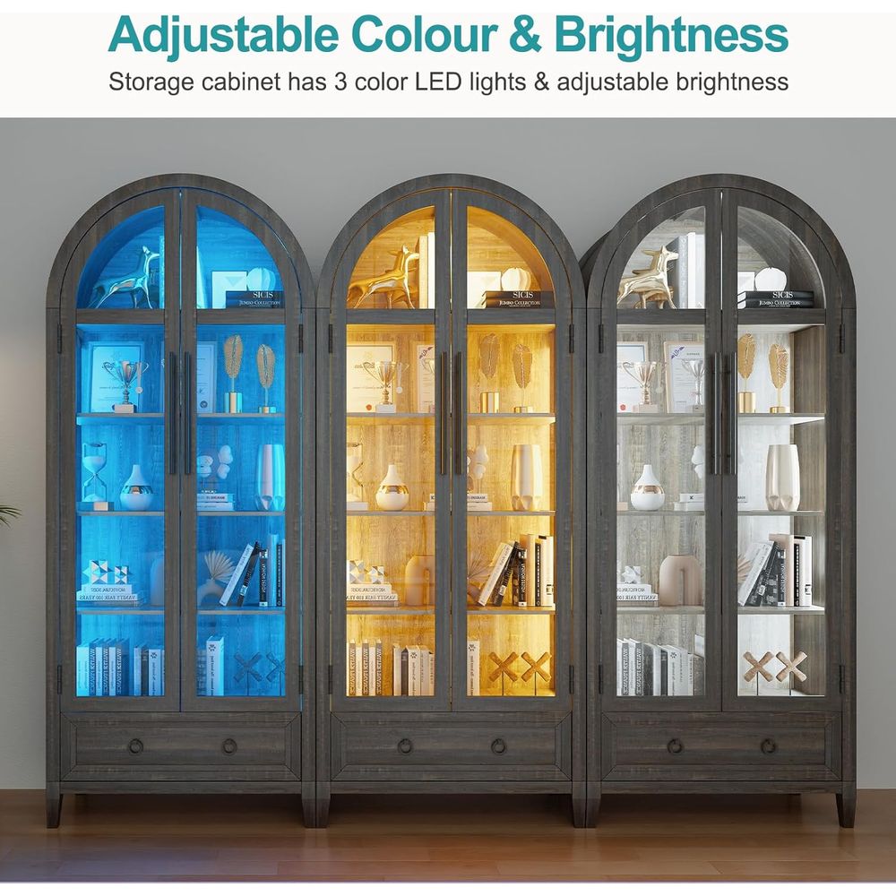 خزانة عرض زجاجية مقوسة بـ 4 طب - مراجعة Glass Cabinet Display وسعره