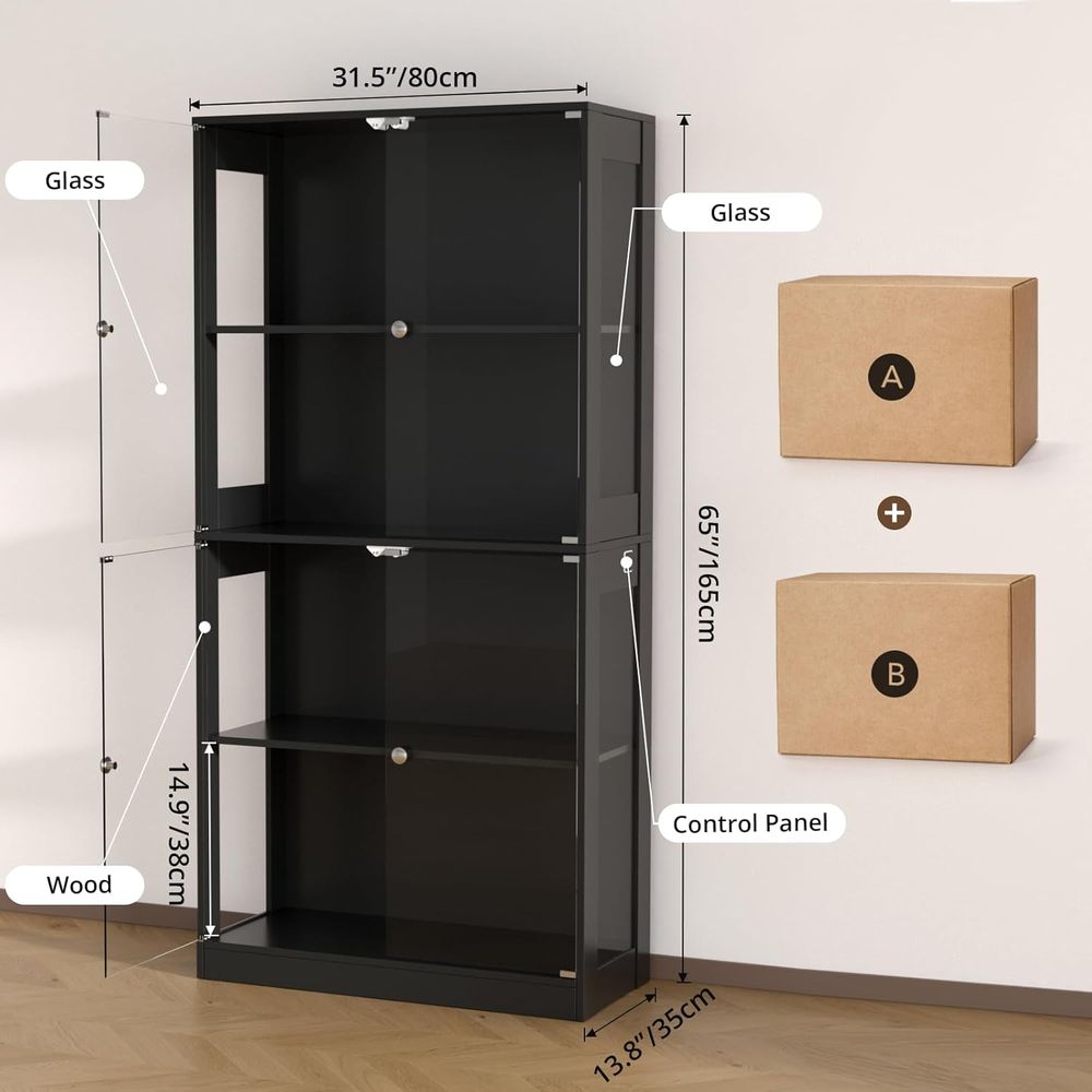 خزانة عرض زجاجية بـ 65 بابًا،  - مراجعة Glass Cabinet Display وسعره