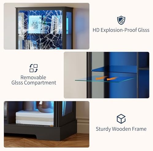 خزانة عرض بطول 71 بوصة مع 5 طب - مراجعة Glass Cabinet Display وسعره