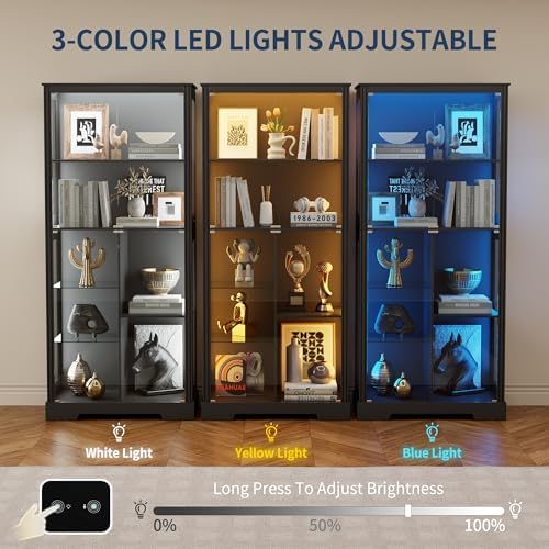 خزانة عرض بطول 71 بوصة مع 5 طب - مراجعة Glass Cabinet Display وسعره