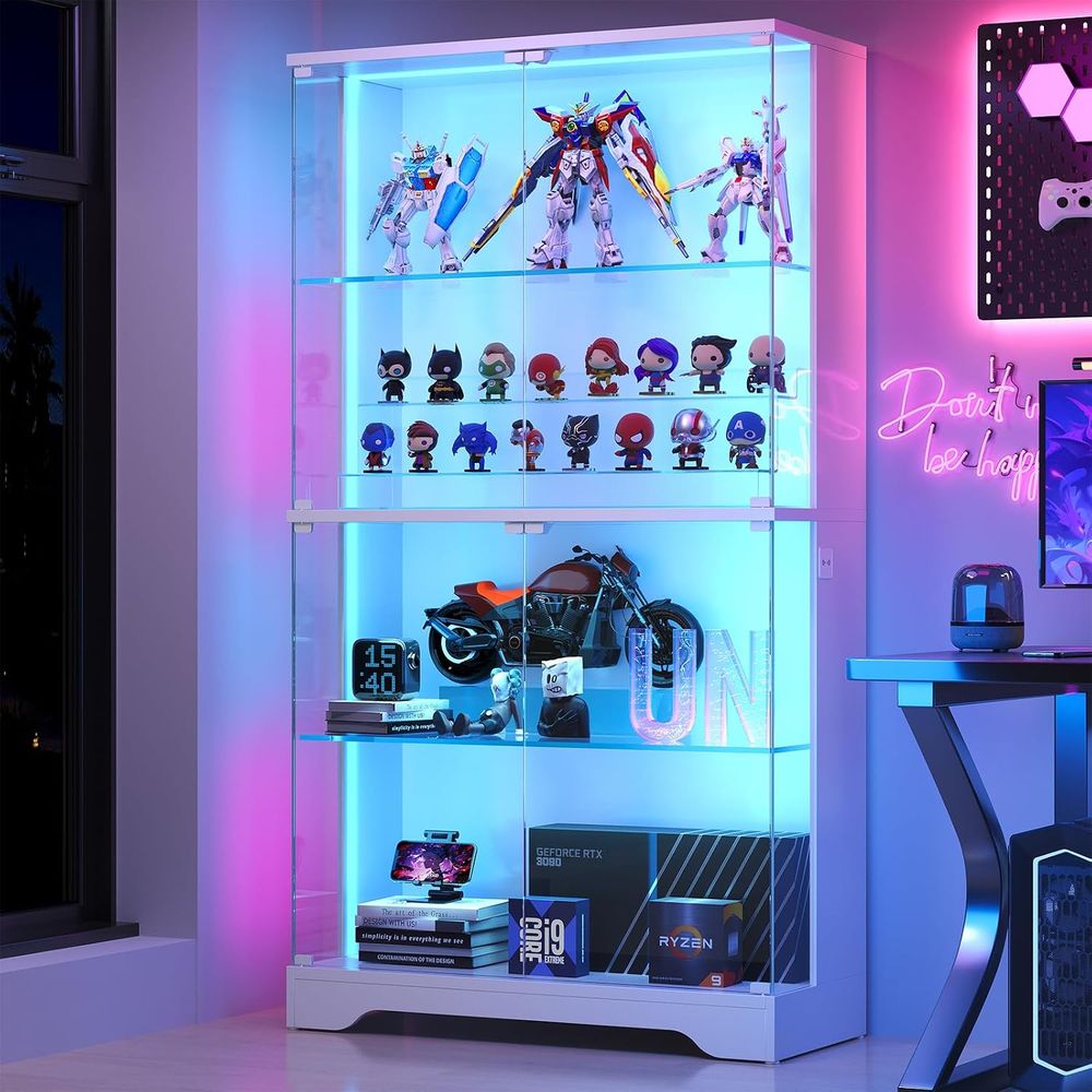 خزانة عرض زجاجية من 4 طبقات مع - مراجعة Glass Cabinet Display وسعره