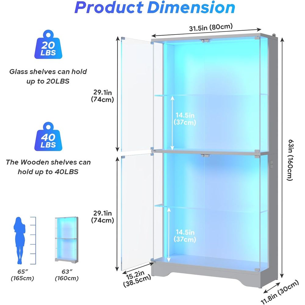 خزانة عرض زجاجية من 4 طبقات مع - مراجعة Glass Cabinet Display وسعره