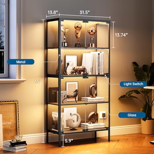 خزانة عرض زجاجية 65 بوصة مع إض - مراجعة Glass Cabinet Display وسعره