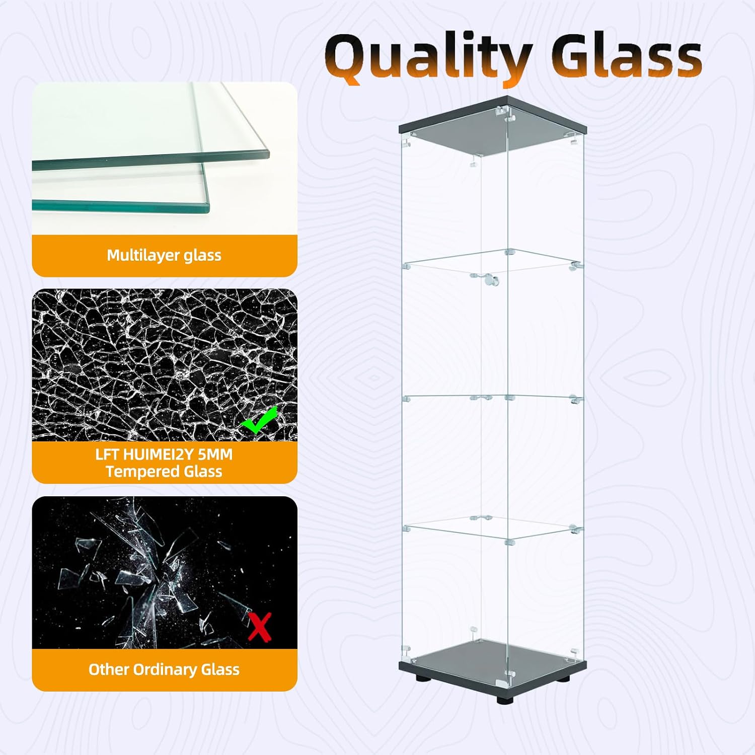 خزانة عرض زجاجية بقفل، 4 طبقات - مراجعة Glass Cabinet Display وسعره