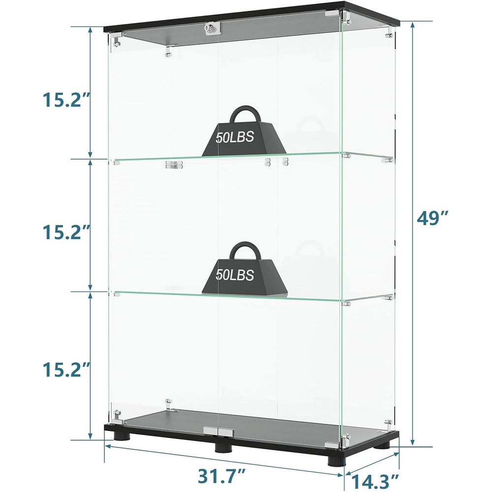 خزانة عرض زجاجية بثلاثة أرفف و - مراجعة Glass Cabinet Display وسعره
