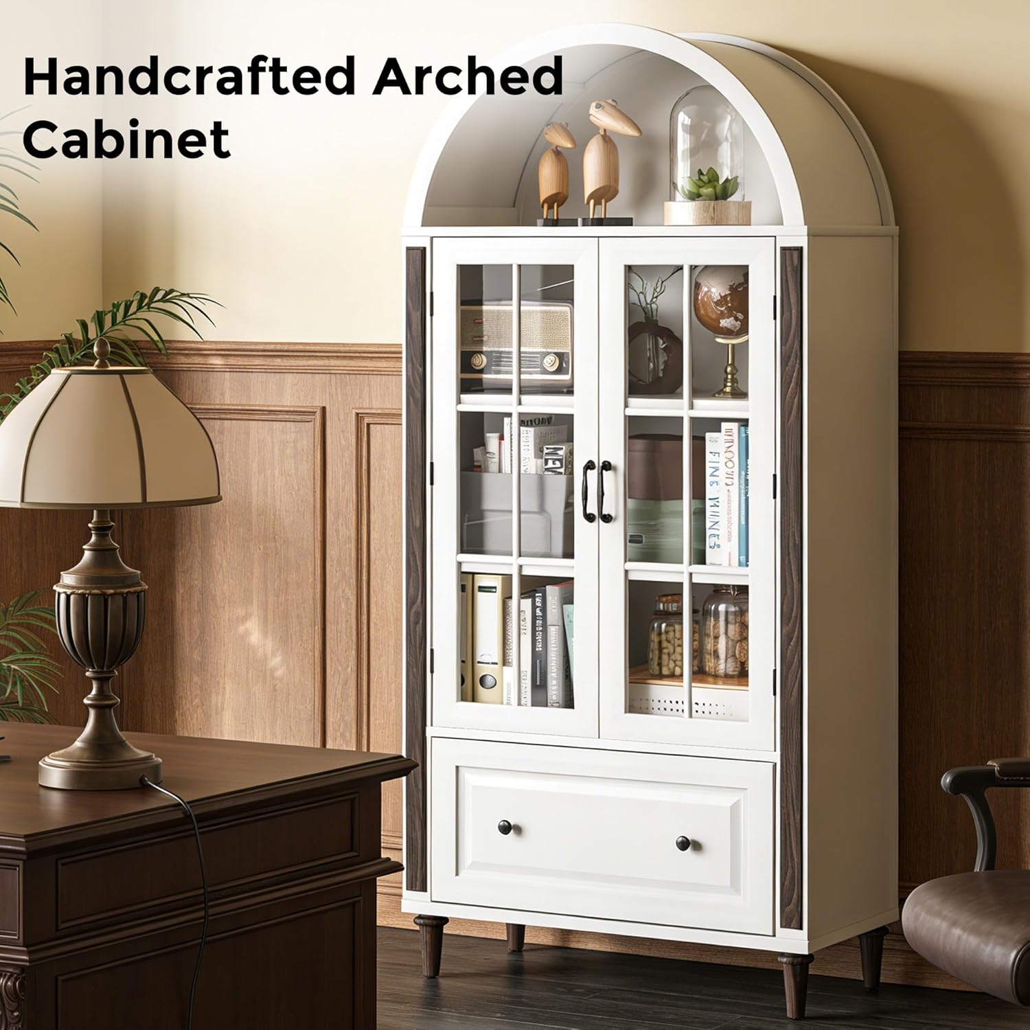 خزانة كتب مقوسة مصنوعة يدويًا  - مراجعة Glass Cabinet Display وسعره