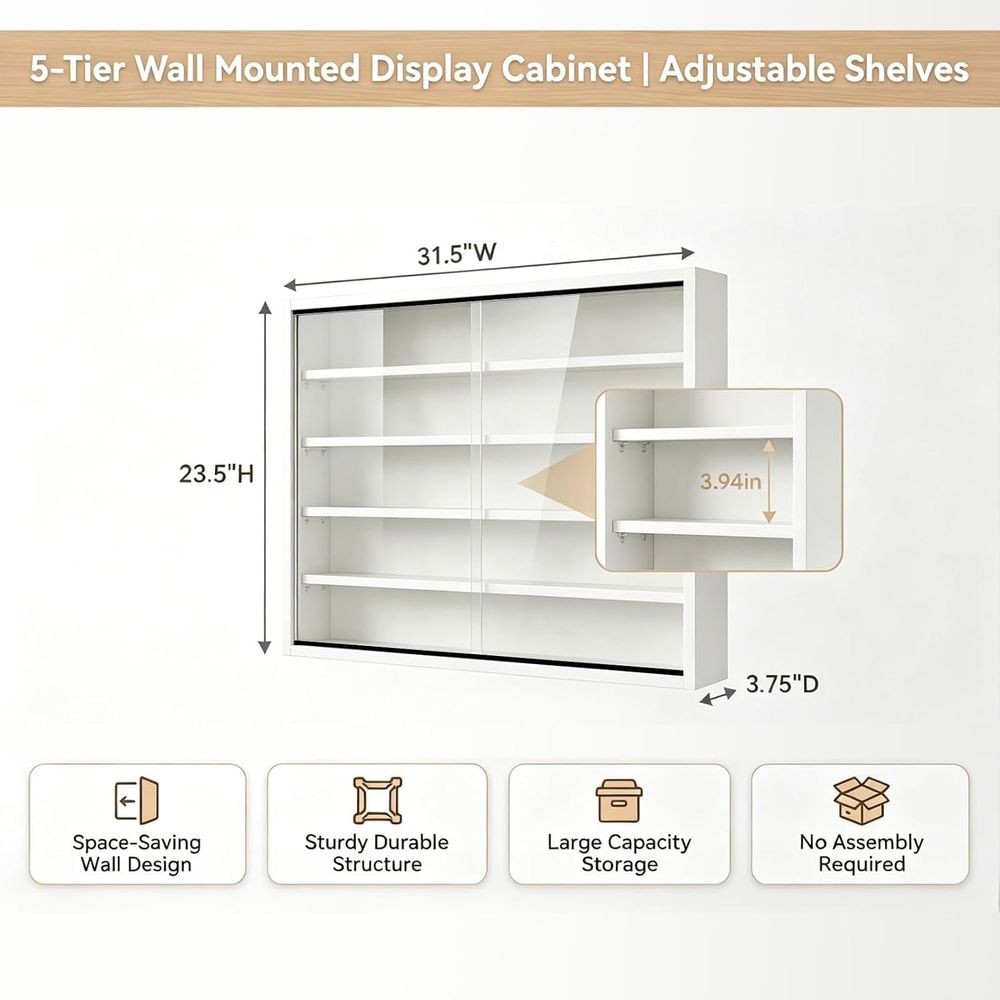 خزانة عرض زجاجية معلقة على الح - مراجعة Glass Cabinet Display وسعره