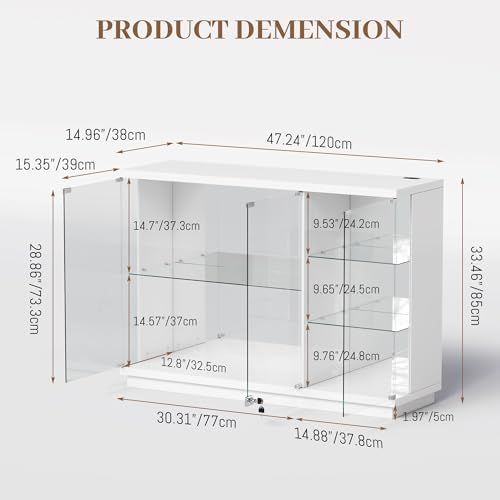 خزانة عرض زجاجية مع قفل وإضاءة - مراجعة Glass Cabinet Display وسعره